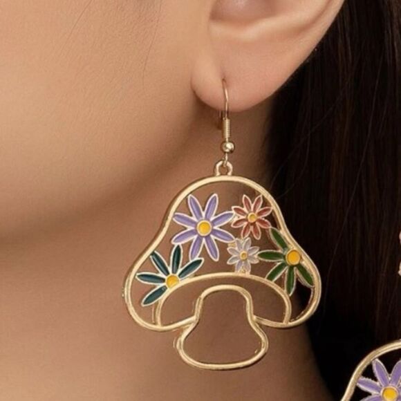 mushroom drop earrings H74 - Picture 2 of 5